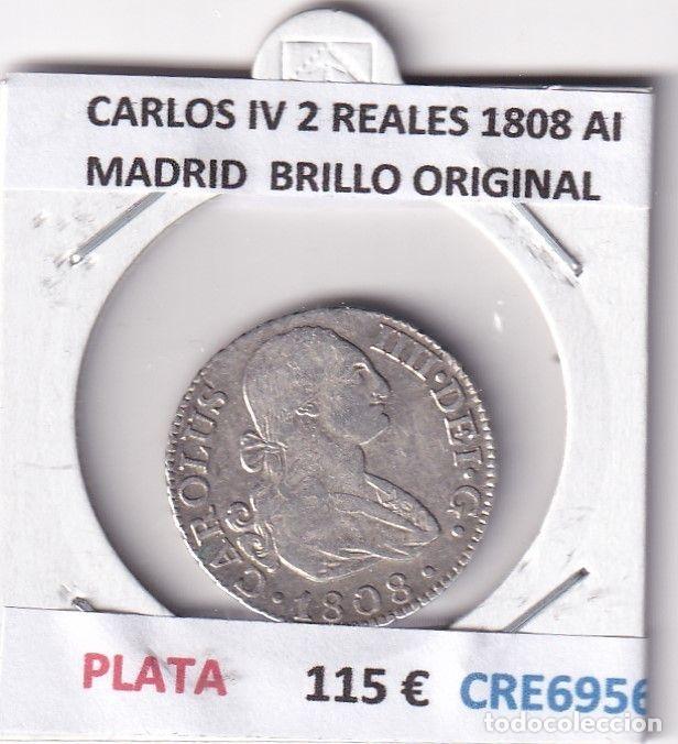 Monedas de Espa&ntilde;a: CRE6956 MONEDA ESPA&Ntilde;A CARLOS IV 2 REALES 1808 AI MADRID PLATA BRILLO ORI