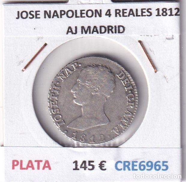 Monnaies d'Espagne: CRE6965 MONEDA ESPA&Ntilde;A JOSE I 4 REALES 1812 AJ MADRID PLATA