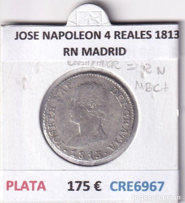 Monnaies d'Espagne: CRE6967 MONEDA ESPA&Ntilde;A JOSE I 4 REALES 1813 RN MADRID PLATA BO