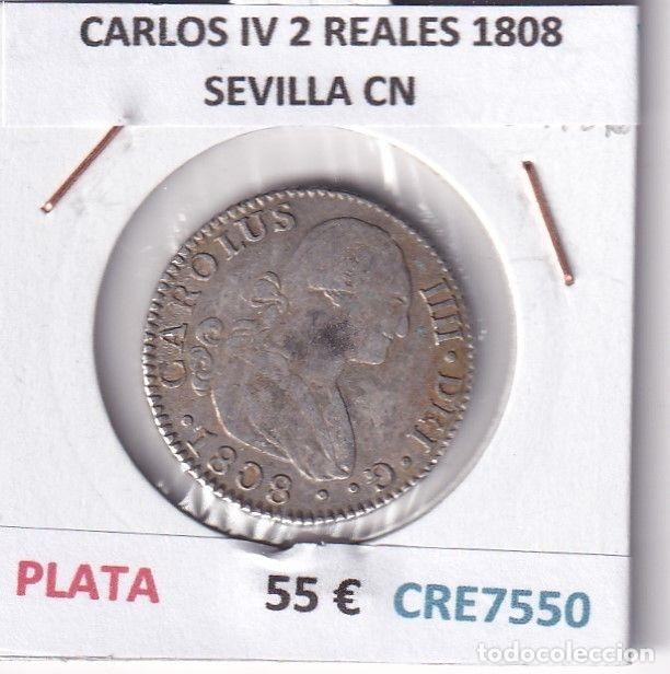 Moedas de Espanha: CRE7550 MONEDA ESPA&Ntilde;A CARLOS IV 2 REALES 1808 SEVILLA CN