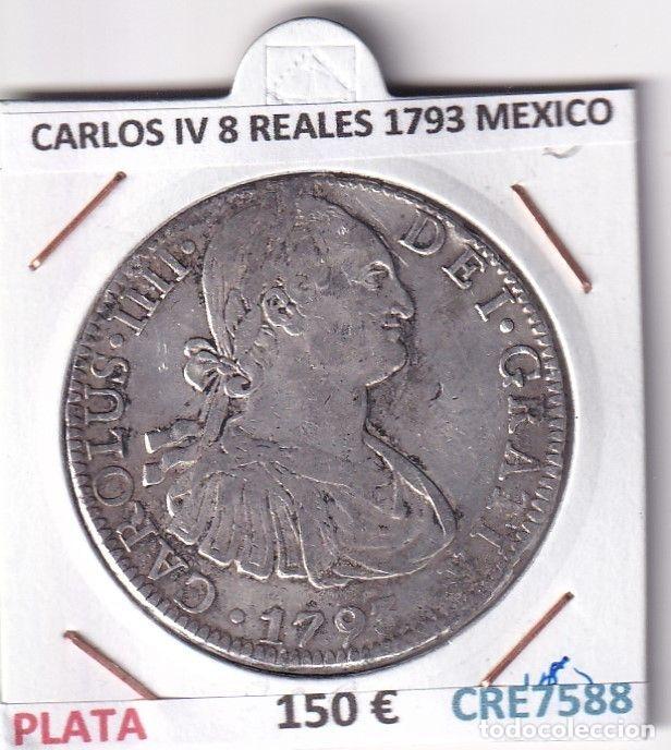 Coins of Spain: CRE7588 MONEDA ESPA&Ntilde;A CARLOS IV 8 REALES 1793 MEXICO