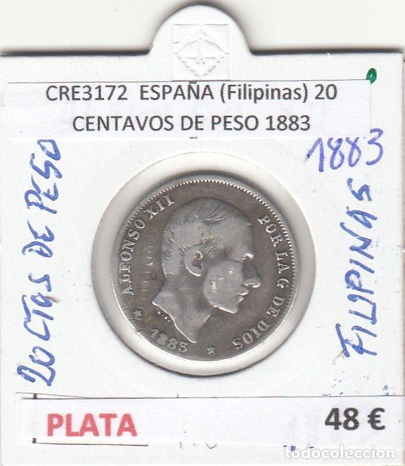 Monete da Spagna: CRE3172 MONEDA ESPA&Ntilde;A FILIPINAS 20 CENTAVOS DE PESO 1883 MBC PLATA
