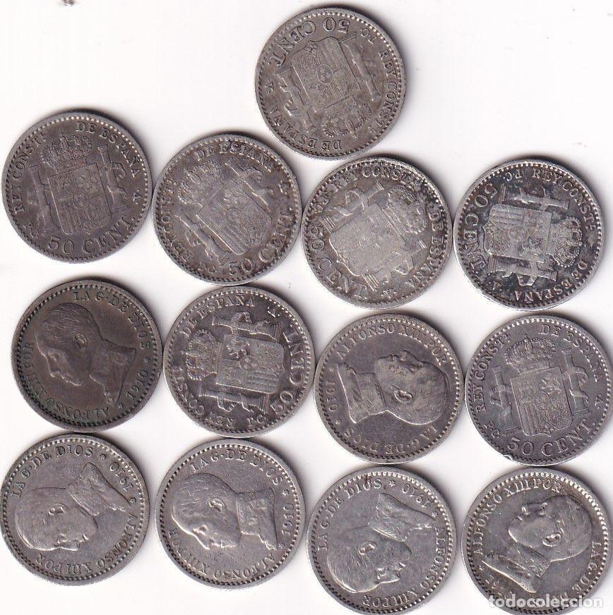 Monete da Spagna: L109 LOTE 13 MONEDAS ESPA&Ntilde;A ALFONSO XIII 50 CENTIMOS 1910 VER FOTOS