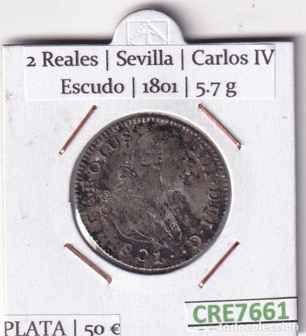 Monete da Spagna: CRE7661 MONEDA ESPA&Ntilde;A CARLOS IV 2 REALES SEVILLA 1801