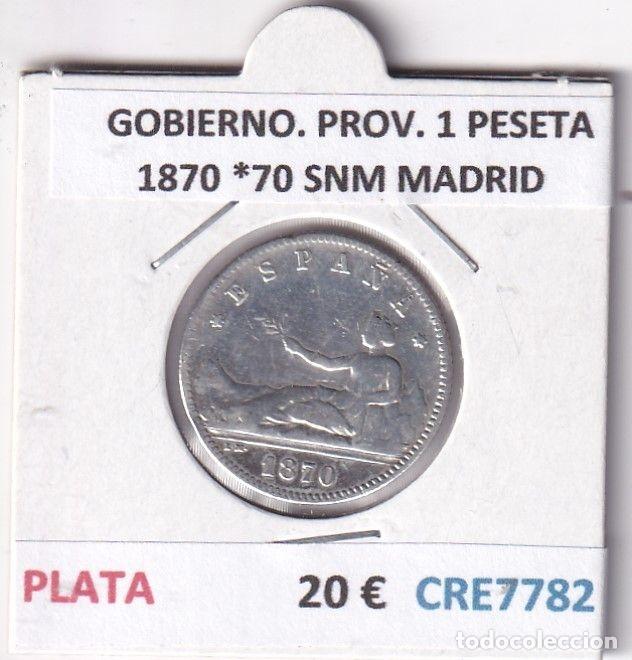 Monnaies d'Espagne: CRE7782 MONEDA ESPA&Ntilde;A GOBIERNO PROVISIONAL 1 PESETA 1870 *70 SNM MADRID PLATA
