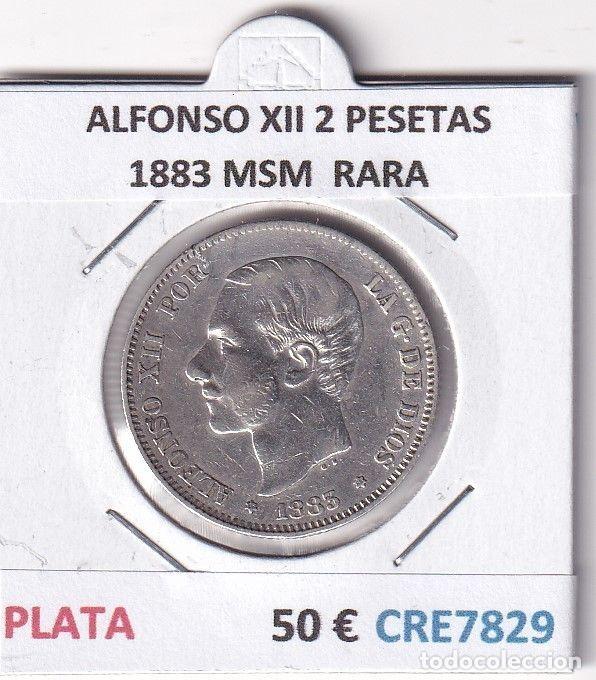 Monnaies d'Espagne: CRE7829 MONEDA ESPA&Ntilde;A ALFONSO XII 2 PESETAS 1883 MSM PLATA RARA