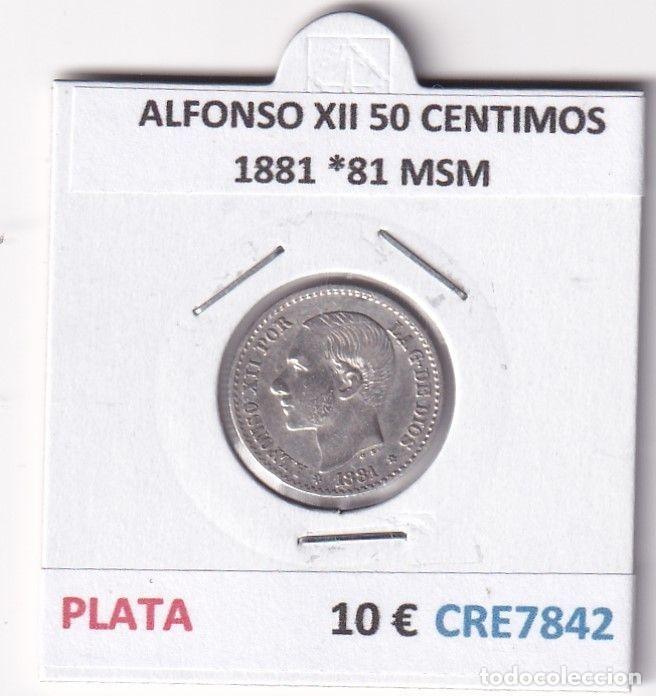 Moedas de Espanha: CRE7842 MONEDA ESPA&Ntilde;A ALFONSO XII 50 CENTIMOS 1881 *81 MSM PLATA