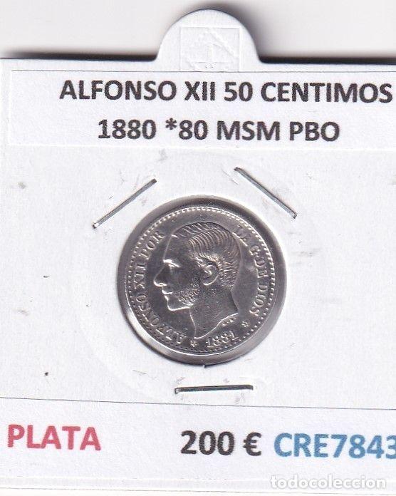 Moedas de Espanha: CRE7843 MONEDA ESPA&Ntilde;A ALFONSO XII 50 CENTIMOS 1880 *80 MSM PBO PLATA