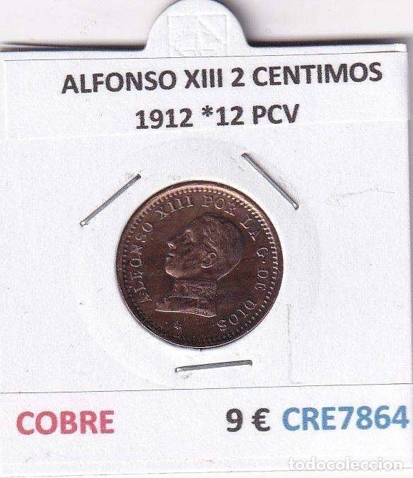 Moedas de Espanha: CRE7864 MONEDA ESPA&Ntilde;A ALFONSO XIII 2 CENTIMOS 1912 *12 PCV COBRE