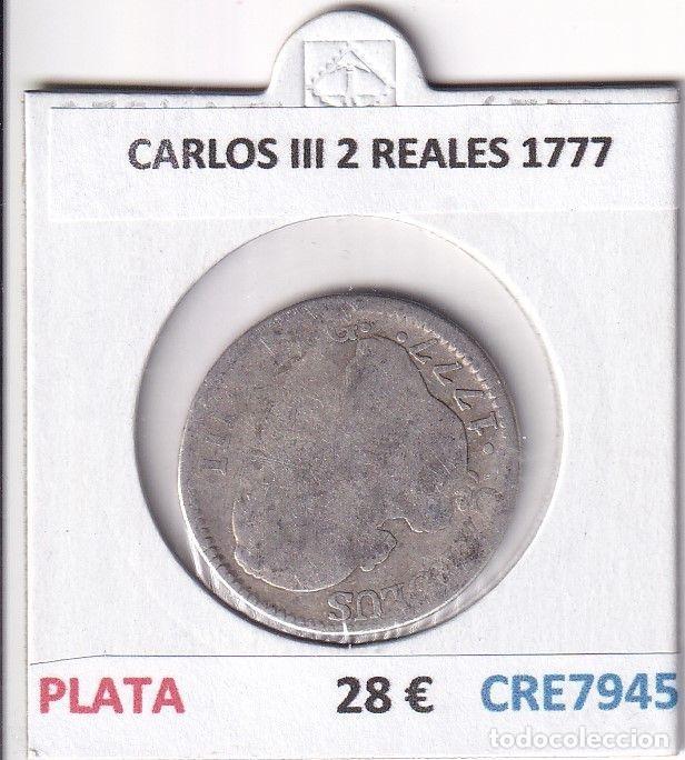 Monedas de Espa&ntilde;a: CRE7945 MONEDA ESPA&Ntilde;A CARLOS III 2 REALES 1777 PLATA