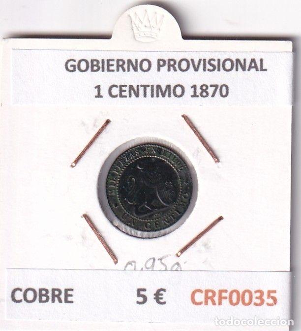 Moedas de Espanha: CRF0035 MONEDA ESPA&Ntilde;A GOBIERNO PROVISIONAL 1 CENTIMO 1870 COBRE