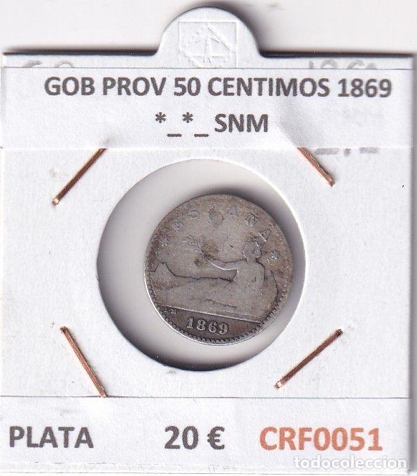 M&uuml;nzen von Spanien: CRF0051 MONEDA ESPA&Ntilde;A GOBIERNO PROVISIONAL 50 CENTIMOS 1869 *_*_ SNM PLATA