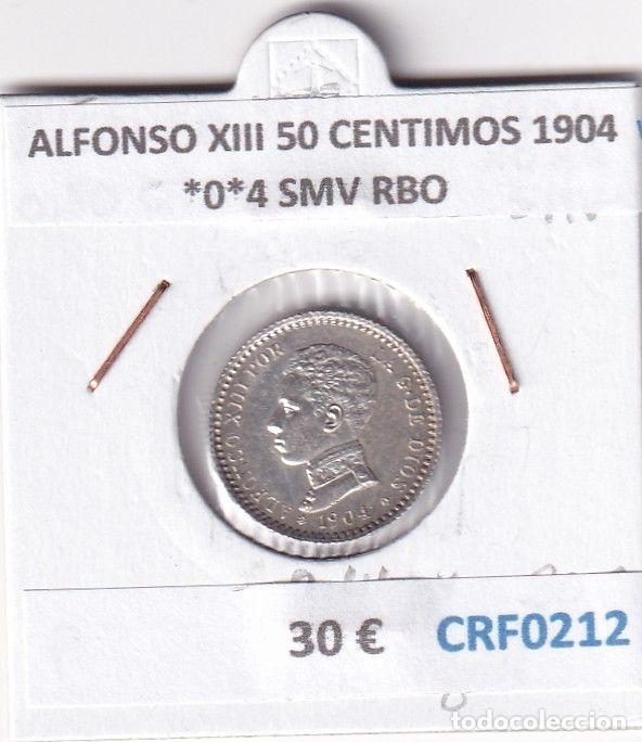 Moedas de Espanha: CRF0212 MONEDA ESPA&Ntilde;A ALFONSO XIII 50 CENTIMOS 1904 *0*4 SMV RBO PLATA