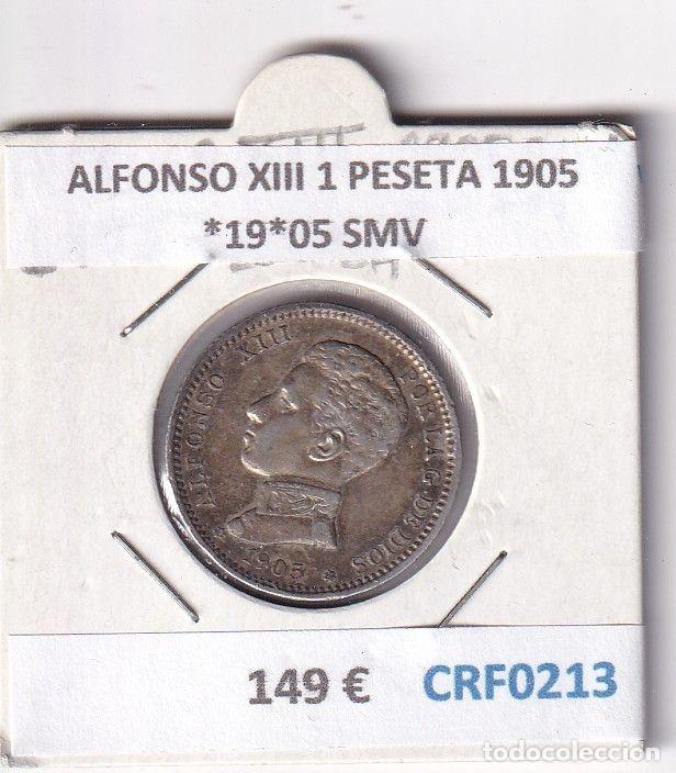 Moedas de Espanha: CRF0213 MONEDA ESPA&Ntilde;A ALFONSO XIII 1 PESETA 1905 *19*05 SMV PLATA