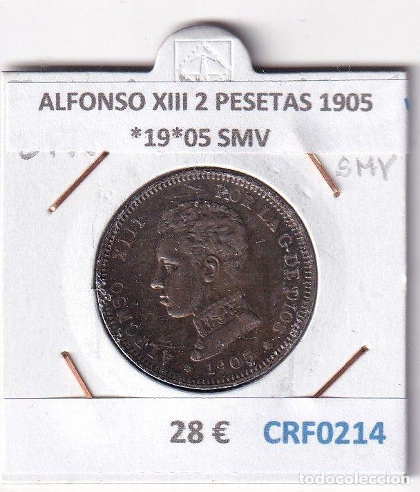 Moedas de Espanha: CRF0214 MONEDA ESPA&Ntilde;A ALFONSO XIII 2 PESETAS 1905 *19*05 SMV PLATA