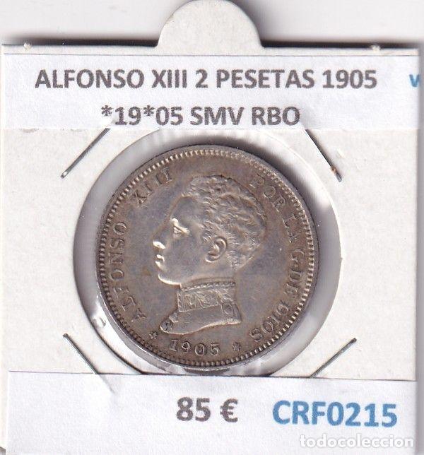 Monnaies d'Espagne: CRF0215 MONEDA ESPA&Ntilde;A ALFONSO XIII 2 PESETAS 1905 *19*05 SMV RBO PLATA