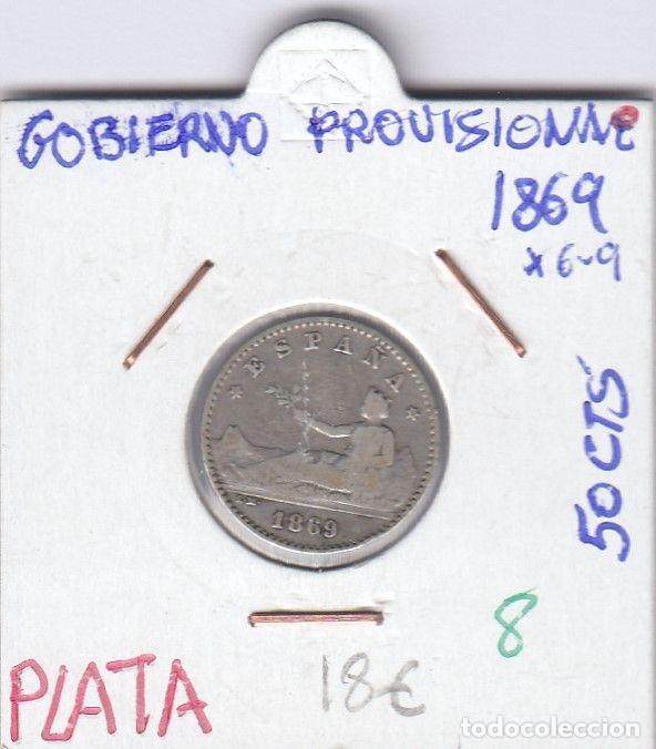 Monnaies d'Espagne: CRE0008 MONEDA ESPA&Ntilde;A 50 CTS 1869 6-9 GOB PROV PLATA
