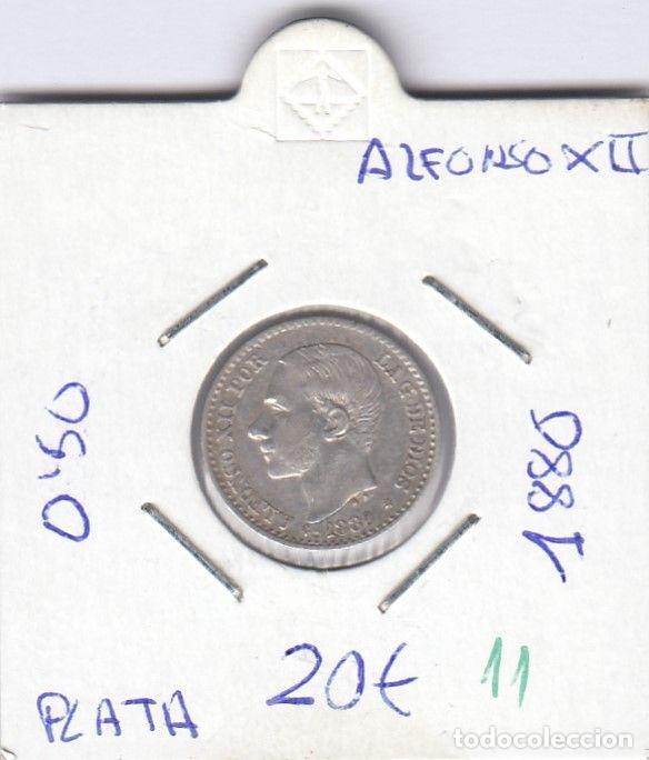 Monnaies d'Espagne: CRE0011 MONEDA ESPA&Ntilde;A 0,50 CTMS PLATA 1880 ALFONSO XII