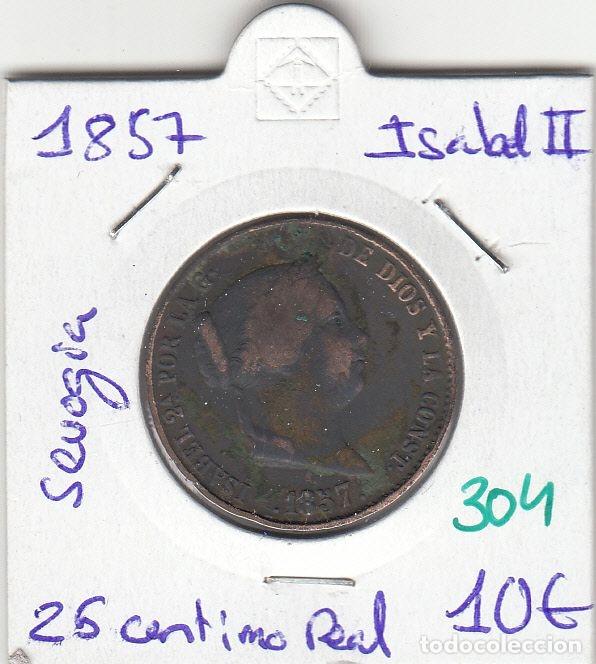 Coins of Spain: CRE0304 MONEDA ESPA&Ntilde;A ISABEL II 1857 SEGOVIA 25 CENTIMOS DE REAL