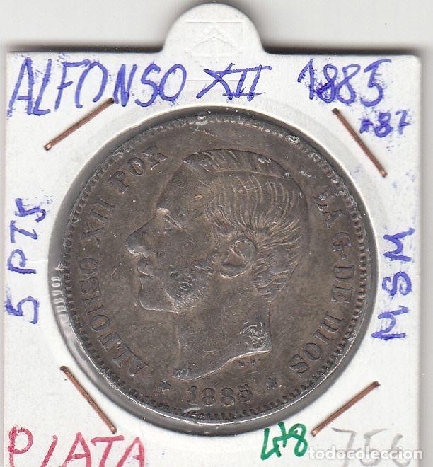 Monnaies d'Espagne: CRE0478 MONEDA ESPA&Ntilde;A ALFONSO XII PLATA 5 PESETAS 1885 87 MSM