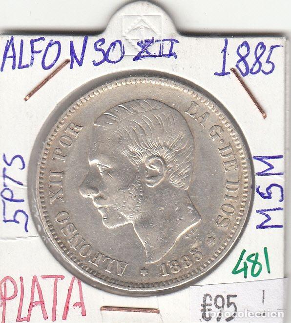 Monnaies d'Espagne: CRE0481 MONEDA ESPA&Ntilde;A ALFONSO XII PLATA 5 PESETAS 1885 MSM