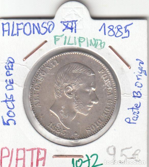 Monedas de Espa&ntilde;a: CRE1072 MONEDA ESPA&Ntilde;A ALFONSO XII 50 CENTIMOS DE PESO FILIPINAS 1885 PLATA EBC