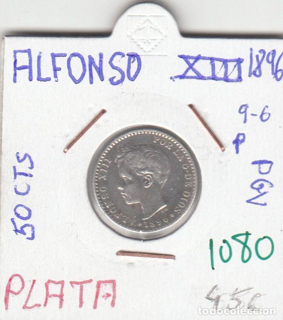 Monete da Spagna: CRE1080 MONEDA ESPA&Ntilde;A ALFONSO XIII 50 CTS 1896 9-6 PGV PLATA EBC