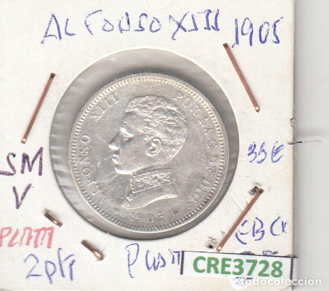 Monnaies d'Espagne: CRE3728 MONEDA ESPA&Ntilde;A 1 PESETA ALFONSO XIII 1905 SMV PLATA EBC