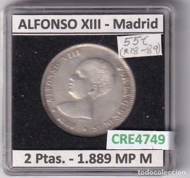 Monnaies d'Espagne: CRE4749 MONEDA ESPA&Ntilde;A ALFONSO XIII 2 PESETAS 1889 *18*89 MP M MADRID