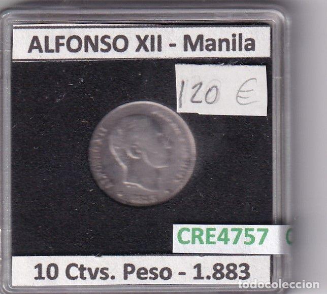 Monnaies d'Espagne: CRE4757 MONEDA ESPA&Ntilde;A ALFONSO XII 10 CENTAVOS DE PESO 1883 MANILA