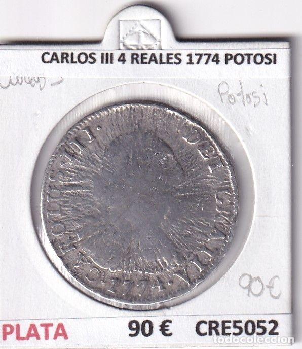 Monete da Spagna: CRE5052 MONEDA ESPA&Ntilde;A CARLOS III 4 REALES 1774 POTOSI PLATA