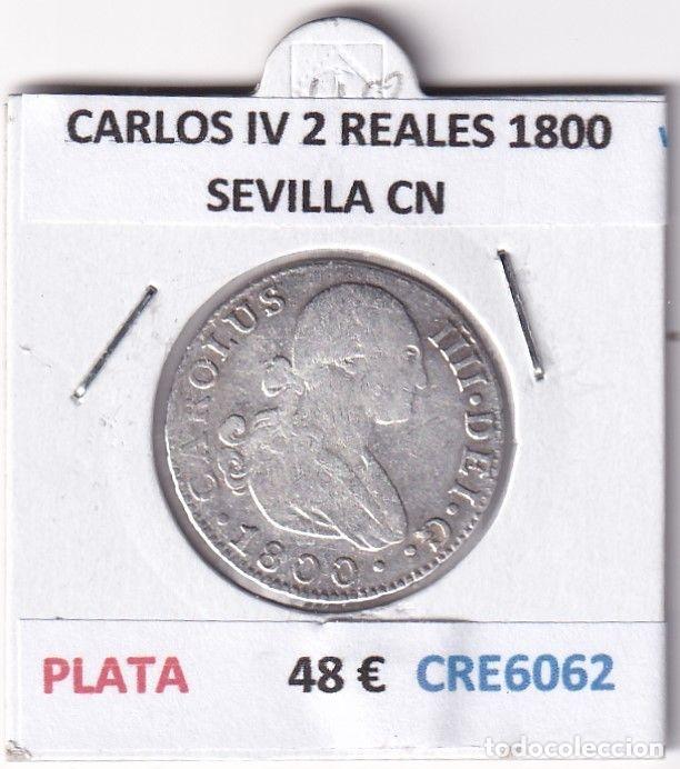 Monete da Spagna: CRE6062 MONEDA ESPA&Ntilde;A CARLOS IV 2 REALES 1800 SEVILLA CN PLATA