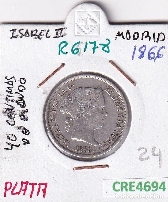 Monnaies d'Espagne: CRE4694 MONEDA ESPA&Ntilde;A ISABEL II 40 CTMOS DE ESCUDO 1866 MADRID PLATA