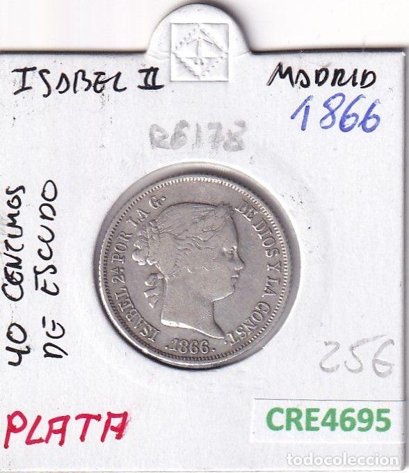 Monnaies d'Espagne: CRE4695 MONEDA ESPA&Ntilde;A ISABEL II 40 CTMOS DE ESCUDO 1866 MADRID PLATA