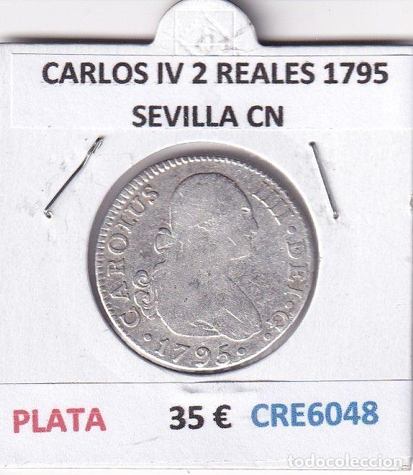Monedas de Espa&ntilde;a: CRE6048 MONEDA ESPA&Ntilde;A CARLOS IV 2 REALES 1795 SEVILLA CN PLATA