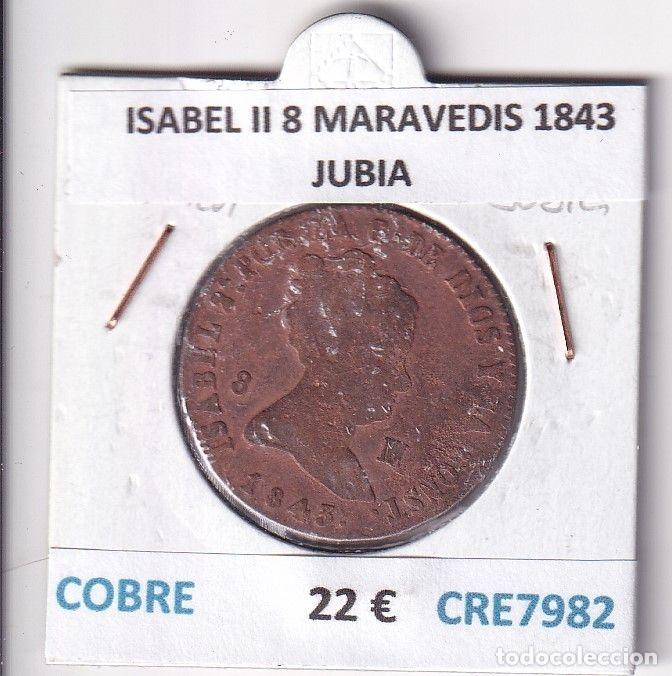 Monedas de Espa&ntilde;a: CRE7982 MONEDA ESPA&Ntilde;A ISABEL II 8 MARAVEDIS 1843 JUBIA COBRE