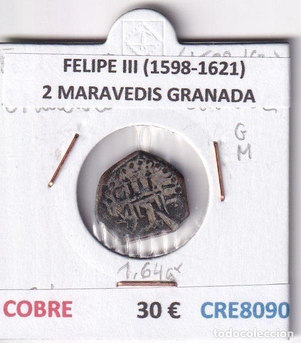 Monete da Spagna: CRE8090 MONEDA ESPA&Ntilde;A FELIPE III (1598-1621) 2 MARAVEDIS GRANADA COBRE