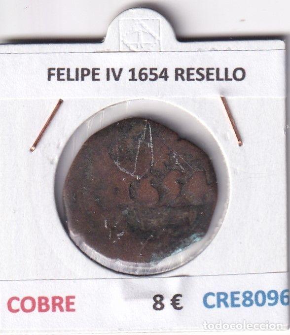 Monete da Spagna: CRE8096 MONEDA ESPA&Ntilde;A FELIPE IV 1654 RESELLO COBRE
