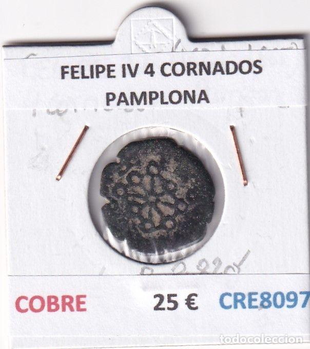 Monete da Spagna: CRE8097 MONEDA ESPA&Ntilde;A FELIPE IV 4 CORNADOS PAMPLONA COBRE