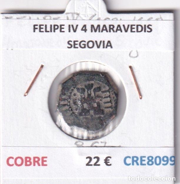 Monete da Spagna: CRE8099 MONEDA ESPA&Ntilde;A FELIPE IV 4 MARAVEDIS SEGOVIA COBRE