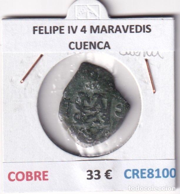Monete da Spagna: CRE8100 MONEDA ESPA&Ntilde;A FELIPE IV 4 MARAVEDIS CUENCA COBRE