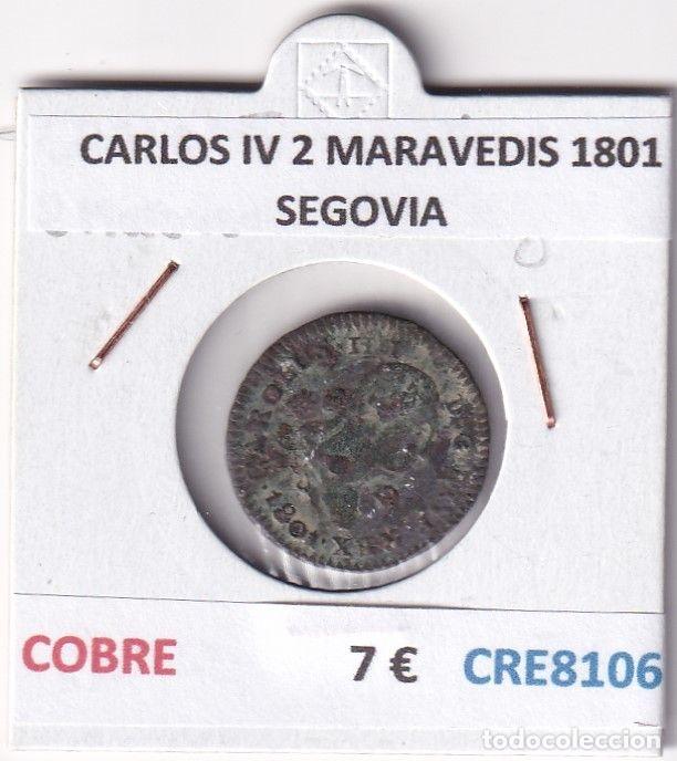 Monnaies d'Espagne: CRE8106 MONEDA ESPA&Ntilde;A CARLOS IV 2 MARAVEDIS 1801 SEGOVIA COBRE