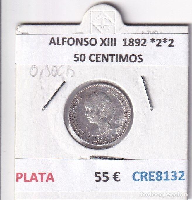 Monedas de Espa&ntilde;a: CRE8132 MONEDA ESPA&Ntilde;A ALFONSO XIII 1892 *2*2 50 CENTIMOS PLATA