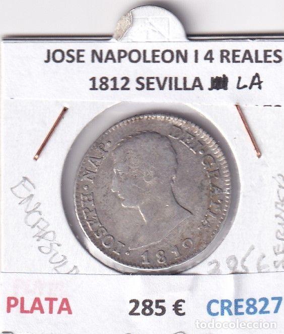 Coins of Spain: CRE8275 MONEDA ESPA&Ntilde;A JOSE NAPOLEON I 4 REALES 1812 SEVILLA LA PLATA
