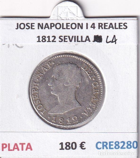 Coins of Spain: CRE8280 MONEDA ESPA&Ntilde;A JOSE NAPOLEON I 4 REALES 1812 SEVILLA LA PLATA