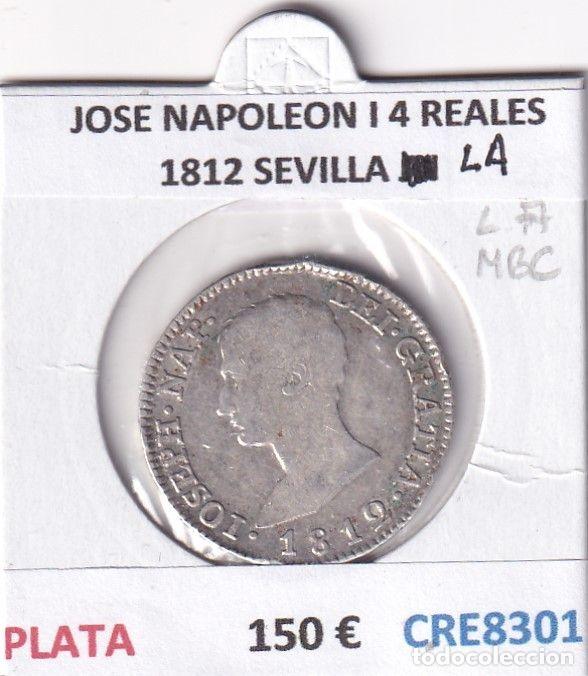 Monete da Spagna: CRE8301 MONEDA ESPA&Ntilde;A JOSE NAPOLEON I 4 REALES 1812 SEVILLA LA PLATA