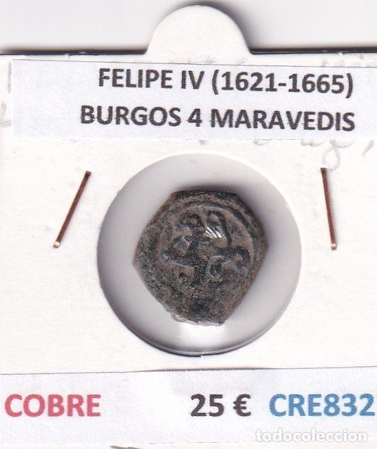 Monete da Spagna: CRE8327 MONEDA ESPA&Ntilde;A FELIPE IV (1621-1665) BURGOS 4 MARAVEDIS COBRE