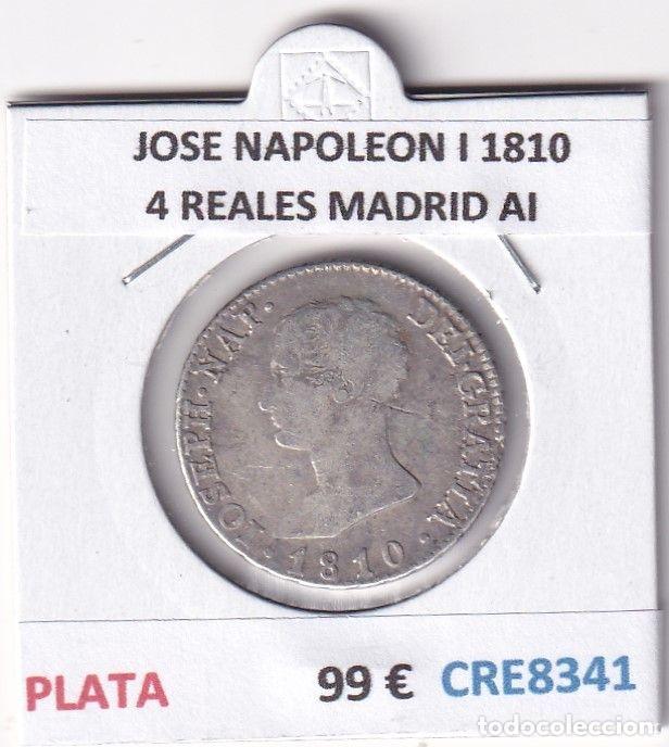 Coins of Spain: CRE8341 MONEDA ESPA&Ntilde;A JOSE NAPOLEON I 1810 4 REALES MADRID AI PLATA