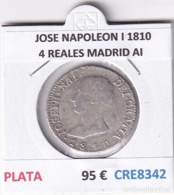 Coins of Spain: CRE8342 MONEDA ESPA&Ntilde;A JOSE NAPOLEON I 1810 4 REALES MADRID AI PLATA
