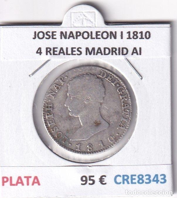 Coins of Spain: CRE8343 MONEDA ESPA&Ntilde;A JOSE NAPOLEON I 1810 4 REALES MADRID AI PLATA